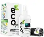 Kit de spray nettoyant naturel Ecomoist pour écran 250ml avec chiffon microfibre réutilisable, compatible smartphones, écrans tactiles, ordinateurs portables et iPad - Élimine en toute sécurité la poussière et la saleté de vos appareils électroniques