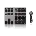 Agatige Teclado Numérico Inalámbrico BT308 para Computadora Portátil, Teclado Bluetooth 5.0 Recargable, Teclado Numérico Ultradelgado de 35 Teclas para Ingresar Datos(Gris Hierro)