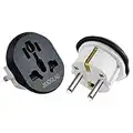 Reiseadapter Weltweit Travel Adapter to German Socket, Universalstecker für den Anschluss von ausländischen Geräten, wie USA UK Thailand Schweiz China Italien etc. Deutschland stecker, 2Stk