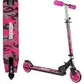 bopster Foldable Scooter for Kids Ages 4+ | Adjustable Height | Lightweight Folding Kids Scooter with Soft Handlebar Grips | 4 Colour Options for Boys Scooter and Girls Scooter - Pink Camo