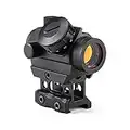 Pinty 1x25mm Tactical Red Dot Sight 3-4 MOA Compact Red Dot Scope 1” Riser Mount for Cowitness with Iron Sights Waterproof and Shockproof Scratch Resistant Amber Lens