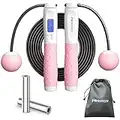 PROIRON Skipping Rope, Digital Jump Rope Adjustable Weights/Length Cordless Jumping Rope with Calorie Counter/Alarm Reminder Weighted Jump Rope for Fitness, Crossfit, Exercise, Boxing, MMA, Gym(Pink)