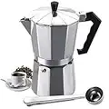 VINEKRAFT Moka Pot, 6 Cup/300ml Italian Coffee Maker, Aluminium Stovetop Coffee Maker Espresso Maker with a Coffee Clip Spoon