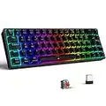 TECURS Clavier Gaming sans Fil Mécanique Bluetooth /2.4G/ Cable Clavier de Jeu RGB 65% TKL AZERTY Switch Rouge pour iPad/PC/Windows/Mac/PS4, Noir