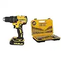 Dewalt Akku-Bohrschrauber (18V, 1.5 Ah, bürstenlos, mit Zwei-Gang-Vollmetallgetriebe, 15 Drehmomentstufen) & DT71563, QZ Kombination Bohrer Set 100 Teile