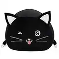 Black Cute Cat Toy Organizers Stuffed Animal Storage Bean Bag Chair for Boys and Girls, Home Game & Recreation Room Kids Furniture Beanbags