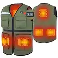 DUKUSEEK Heated Vest for Fishing, Multi-Pockets with LED Light USB Charing for Snow Fishing Hunting Photo Cargo Outdoor Work, Size Adjustable for Men Women (Battery Not Included)