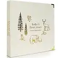 ZICOTO Keepsake Baby Memory Book for Boys and Girls – Timeless First 5 Year Gender Neutral Linen Journal Scrapbook or Photo Album - A Milestone to Record Every Event from Birth Age