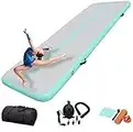 COLCYSE 3M Air Gymnastics Track Tumbling Mat/Inflatable Gymnastics Tumble Track Gym Mat for Home Use/Training/Cheerleading/Yoga/Water Fun (10ft*3.3ft*4in(3 * 1 * 0.1M), Mint Green)