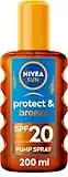 NIVEA SUN Protect & Bronze Sun Spray Oil (200 ml), Bronzing Tanning Oil Spray with SPF20, Advanced Suncream Protection, Natural Pro-Melanin Extract