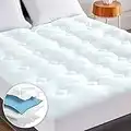 Hansleep King Memory Foam Mattress Pad, Mattress Topper King with Deep Pocket, Breathable Air Mattress Topper Cover, Surmatelas Mousse Mémoire, 78x80 Inches