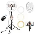 PEHESHE Ring Light, Luce per Selfie 10 pollici, 63" staffa triangolare, Luce ad Anello LED da 3 modalità di illuminazione con 10 luminosità, per trucco, fotografia, Youtube e video selfie