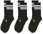 adidas Mens Socks 3S Csh Crw3P, Black/Black/Black, DZ9347, L EU