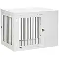 PawHut Furniture Style Dog Crate with Two Doors, End Table Pet Cage Kennel with Locks, for Medium and Large Dogs - White