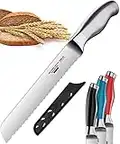 Orblue Serrated Bread Knife with Upgraded Stainless Steel Razor Sharp Wavy Edge Width - Bread Cutter Ideal for Slicing Homemade Bread, Bagels, Cake (8-Inch Blade with 5-Inch Handle)