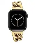 Anne Klein Fashion Chain Bracelet for Apple Watch, Secure, Adjustable, Apple Watch Replacement Band, Fits Most Wrists (38/40/41mm, Gold),WK-1016GPGP, Gold-Tone