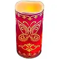 State & Water Miracle Encanto Inspired Flickering Flameless LED Bulb Butterfly Candle Wax Pillar, 6 x 3, Batteries Included (Purple)
