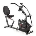 Marcy Dual Action Cross Training Recumbent Exercise Bike with Arm Exercisers, Gym Equipment for Work from Home Fitness, Black | JX-7301