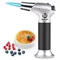 RenFox Soplete de Cocina Recargable Profesional Antorcha de Cocina Antorcha Butano Encendedor Culinario con Cerradura de Seguridad y Llama Ajustable para Brulée Crema Postres Cámping