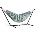 Vivere, Oasis Double Cotton Hammock with Space-Saving Steel Stand including carrying bag