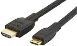 Amazon Basics HL-007342 Hochgeschwindigkeits-HDMI-Kabel, Typ Mini-HDMI auf HDMI C, HDMI-Standard 2.0, 1.8 m ,Schwarz