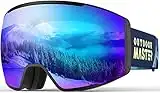 OutdoorMaster Ski Goggles Magnetic Lens- OTG Snowboard Goggles Interchangeable Lens, 100% UV400 Protection Snow Goggles