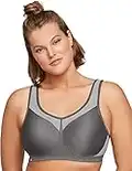 Glamorise Full Figure High Impact Wonderwire Sports Bra #9066 Reggiseno a Coppa Piena, Grigio (Gray 021), 5D (Taglia Produttore: 40D) Donna