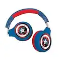 Lexibook Avengers Marvel Casque Audio Enfant 2-en-1 Bluetooth Stéréo, sans Fil, Filaire, Son limité, Pliable, Ajustable, Rouge/Bleu, HPBT010AV