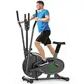 Ellittiche, Ellitticha per la casa - Neezee 2 IN 1 Cyclette per cross trainer con sedile, monitor LCD intelligente, allenamento migliorato per tutto il corpo, fino a 120 kg nero