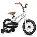 JOYSTAR 12 Inch Kids Bike for 2 3 4 Years Boys Girls Gifts Bikes Unisex Child Bicycle with Training Wheels BMX Style 85% Assembledv Silver