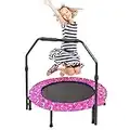 36-Inch Trampoline for Kids Mini Trampoline with Adjustable Handle and Safety Padded Cover Foldable Toddler Trampoline Indoor & Outdoor Rebounder Trampoline for Kids Play and Exercise (pink)