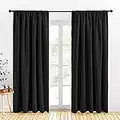 PONY DANCE Black Out Curtains - Energy Saving Thermal Insulated Blackout Curtains/Window Coverings for Living Room Home Decoration, 70 W x 84 L, Black, 2 Panels