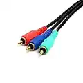 Cmple - 3-RCA Male to 3RCA Male RGB Component Video Cable for HDTV - 12 Feet