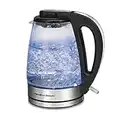 Hamilton Beach 40864 Electric Tea Kettle, Water Boiler & Heater, Cordless, LED Indicator with Built-In Mesh Filter, Auto-Shutoff & Boil-Dry Protection, 1.7 L, Clear Glass