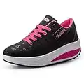 Donne Sneaker Dimagrante Scarpe Passeggio & Scarpe Ginnastica Fitness Cunei Piattaforma Scarpe（38,Nero