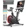 sBike Smart Indoor Cycling Bike - 21.5" Touch Display + LED - Live & On-Demand Kurse - Full Body Workout Erlebnis - Heimtrainer für Zuhause - Sportstech Fitness Bike