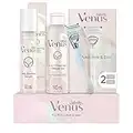 Gillette Venus For Pubic Hair And Skin Womens Shaving Kit, 1 Venus Handle, 2 Razor Blade Refills, 2 in 1 Cleanser And Shave Gel For Women 190mL, Daily Soothing Serum For Intimate Grooming 50mL