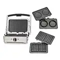 Cuisinart Grill, Waffel & Omelette Maker, Kontaktgrill, Waffeleisen, Tischgrill mit auswechselbaren Platten, Antihaftbeschichtung, kompakt, silber, GRSM3E Frosted Pearl