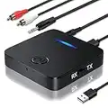 AMANKA Trasmettitore Ricevitore Bluetooth 5.0, 2 in 1 Mini Wireless Adattatore Bluetooth con jack da 3,5 mm e 250mA 8 a 12 Ore in Standby, Uscita Stereo per TV, PC, Telefono e Home Theater