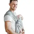 Shabany® - Ring Sling Tragetuch - 100% Bio Baumwolle - Babybauchtrage für Neugeborene Kleinkinder bis 15 KG - inkl. Baby Wrap Carrier Anleitung - grau (jumps)