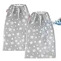 Wet Bag for Cloth Diapers 2 Pack Water Resistant, Cloth Diaper Pail Liner Fit for Ubbi Diaper Pail, Reusable and Washable Cloth Diaper Wet Bag for Cloth Diaper, Laundry, 14 x 20 Inch, Grey Star