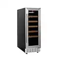 Cookology CWC300SS Freestanding Undercounter Fridge Cabinet 30cm Wine Cooler, 20 Bottle, 60 Litre Capacity, with Digital Temperature Control and Reversible Door - in Stainless Steel