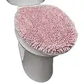 SoHome Spa Step Luxury Plush Chenille Shag Machine Washable Ultra Soft Standard Toilet Lid Cover 18.5"x19.6" Blush