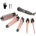 MOCEMTRY Curling Iron, Curling Wand Set Curling Brush, Instant Heat Up Hair Curler with 5 Interchangeable Ceramic Barrels (0.35”-1.25”), 2 Temperature Adjustments Heat Protective Glove & 2 Clips