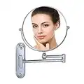 Dowry Miroir Grossissant Mural x10 Miroir Maquillage Extensible Miroir Grossissant Mural sans Eclairage Miroir Grossissant Salle de Bain 360° Pivotant Miroir Maquillage Double Face,Diamètre 20 cm