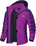 Outdoor Jackets Women Waterproof Hiking Winter Jacket Womens Warm Ski Snow Travel Hoodie Ladies Climbing Mountain Jacket Rain Coat, Purple, M