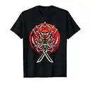 Samouraï japonais, crâne de démon Oni, sabre katana T-Shirt