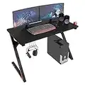 WOLTU Mesa para Juegos 115 x 60 x 75cm Escritorio de Computadora Portátil Muebles de Oficina Mesa Gaming Mesa de Oficina Mesa de Trabajo con Portavasos y Soporte para Auriculares Negro TS132sz