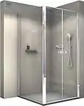 Douche en coin EX416-2 90 x 90 cm porte battante verre de sécurité revêtement NANO sans receveur de douche