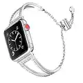 Secbolt Bling Bands Compatible with Apple Watch Band 38mm 40mm 41mm iWatch Series 8/7/6/5/4/3/2/1/SE, Women Dressy Metal Jewelry Bracelet Bangle Wristband Stainless Steel, Silver